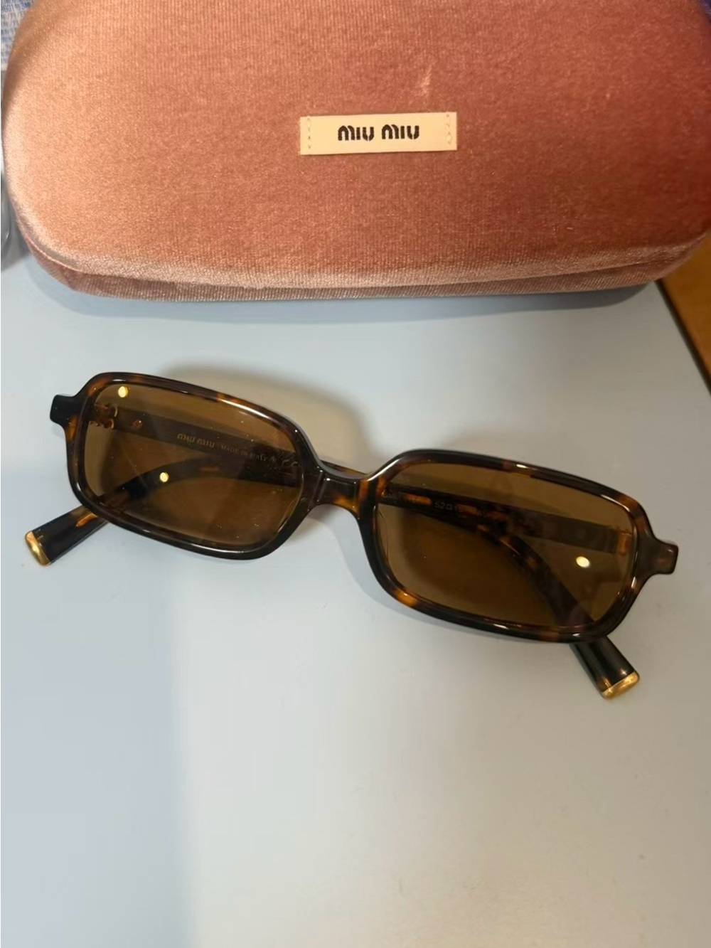 Miu Miu Tortoise Shell Gold Logo Sunglasses